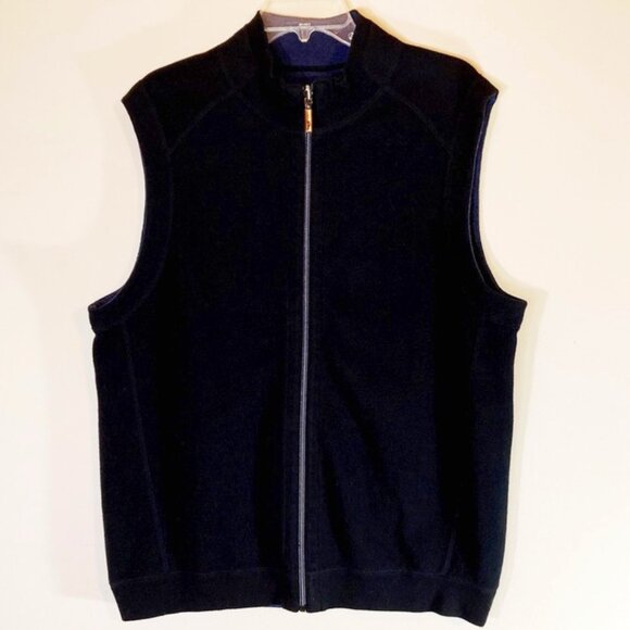 Other - Tommy Bahama Men's Sweater Vest Sleeveless Front Zipper Soft Comfy Black SZ XL